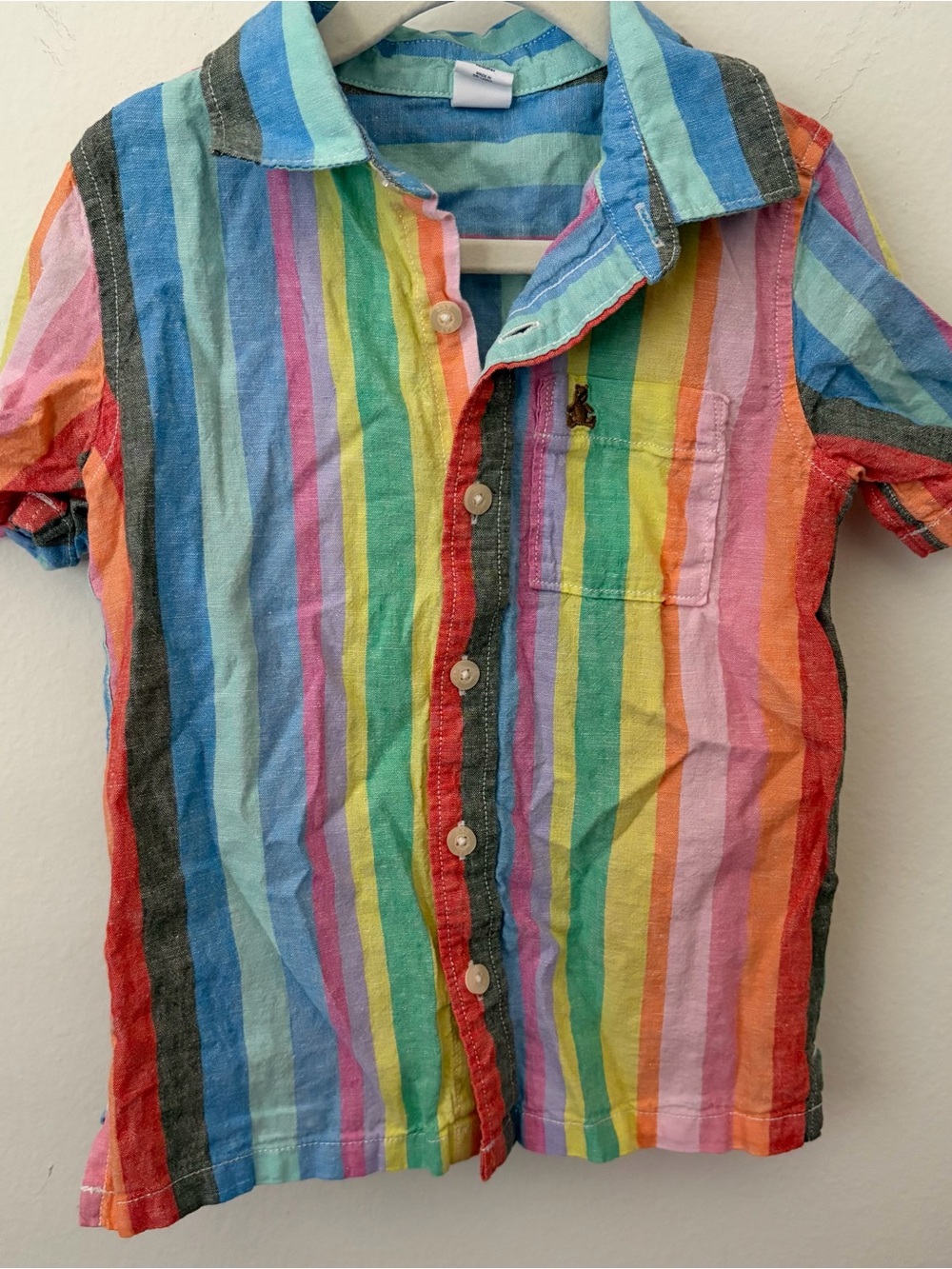 GAP Multicolor Vertical Stripe Short-Sleeve Button-Down Shirt